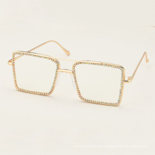 2020 Fashion sunglasses women Luxury Rhinestone square Sun glasses clear lens  sunglasses Vintage Shades lentes de sol